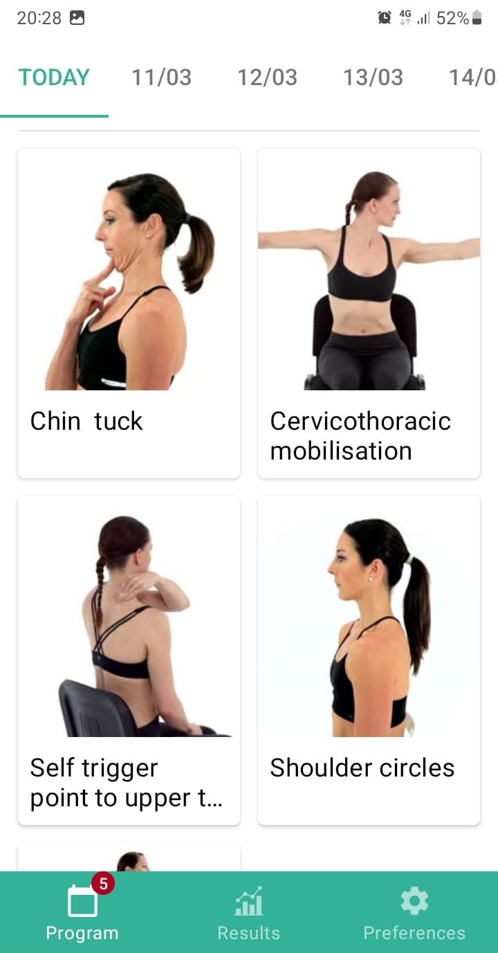 Online exercise program Cervical facet syndrome