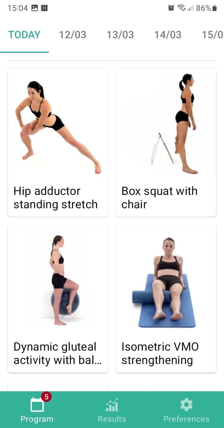 Online exercise program Medial knee ligament injury