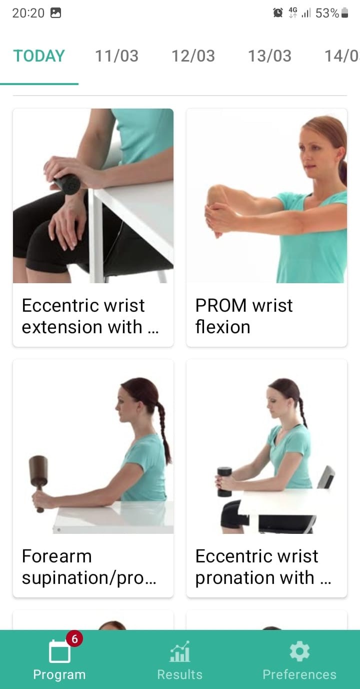 Online exercise program Tennis elbow