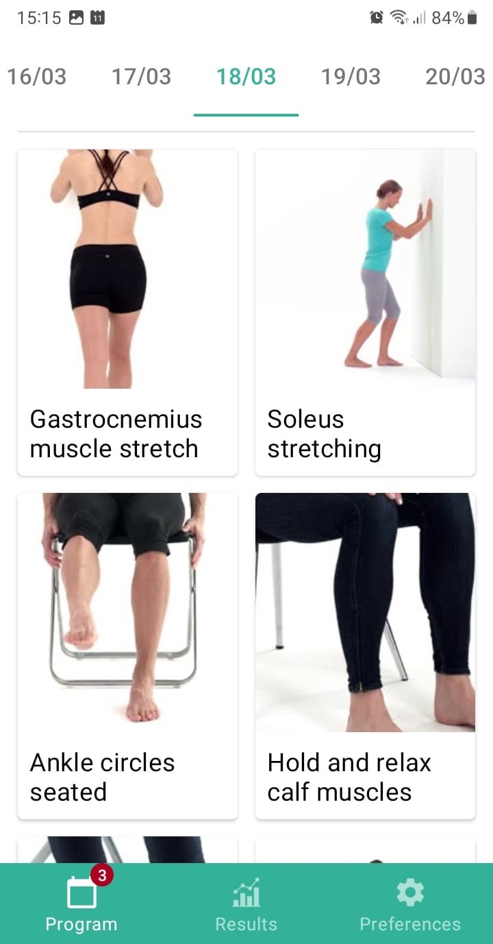 Online exercise program Calf muscle tear