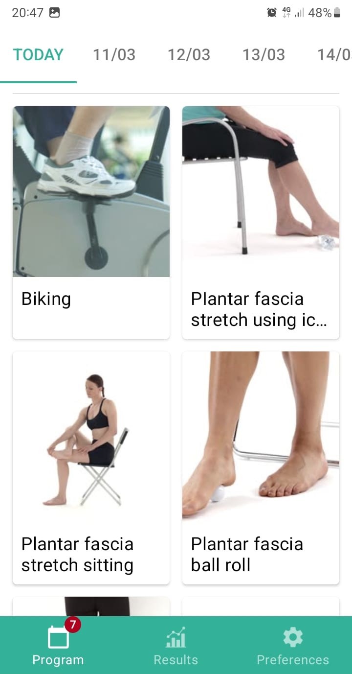 Online exercise program Plantar fasciitis