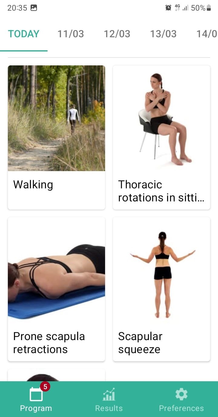 Online exercise program Muscle injury of the upper back