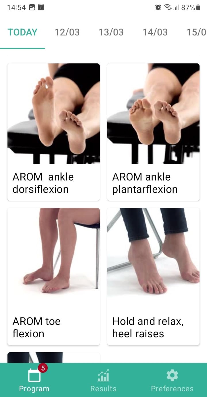 Online exercise program Medial ankle ligament injury