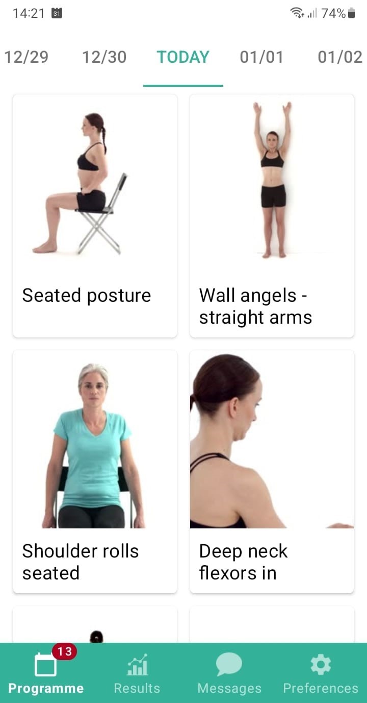 Online exercise program Impingement syndrome