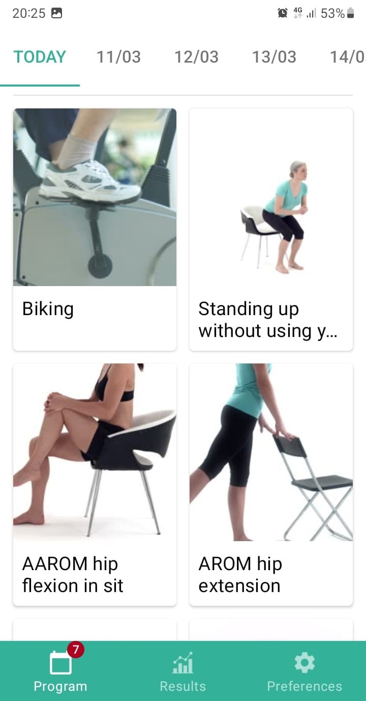Online exercise program Osteoarthrosis of the hip