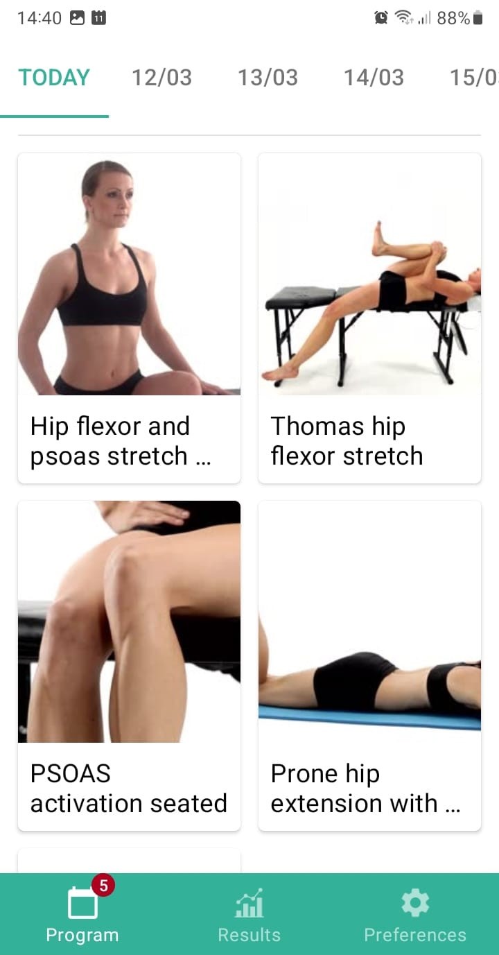 Online exercise program Iliopsoas syndrome