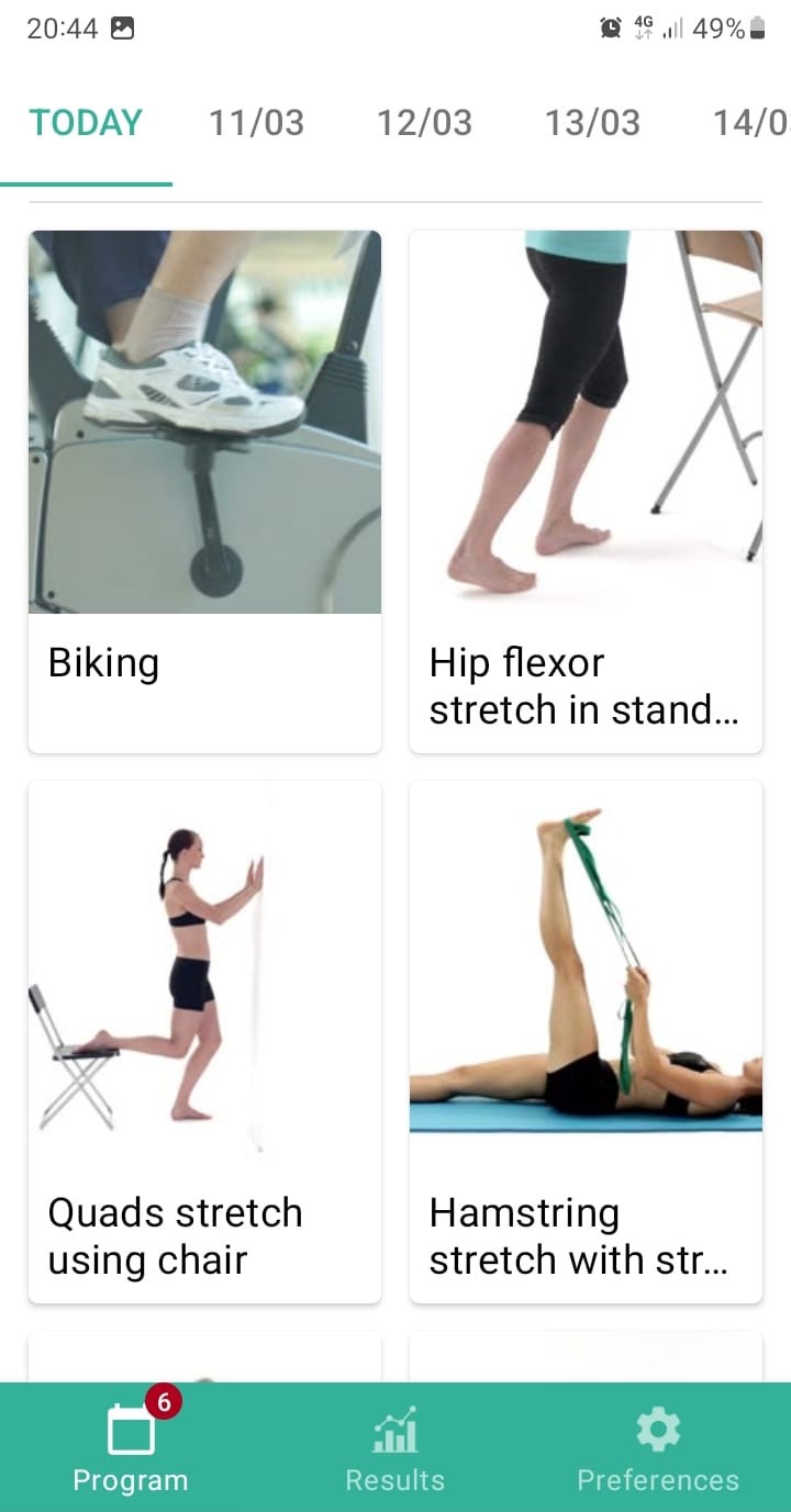 Online exercise program Lumbar spinal stenosis