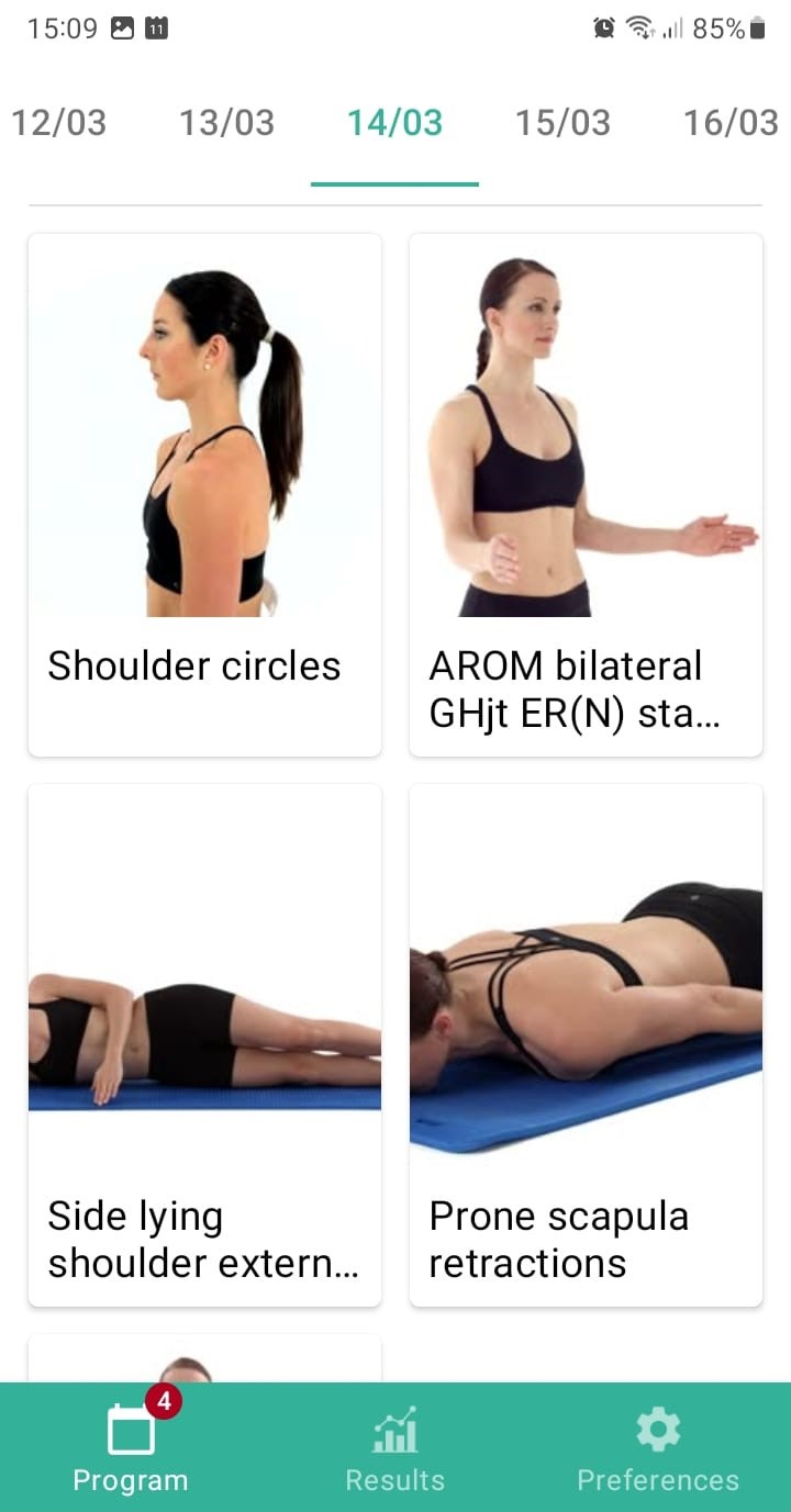 Online exercise program Rotator cuff injury