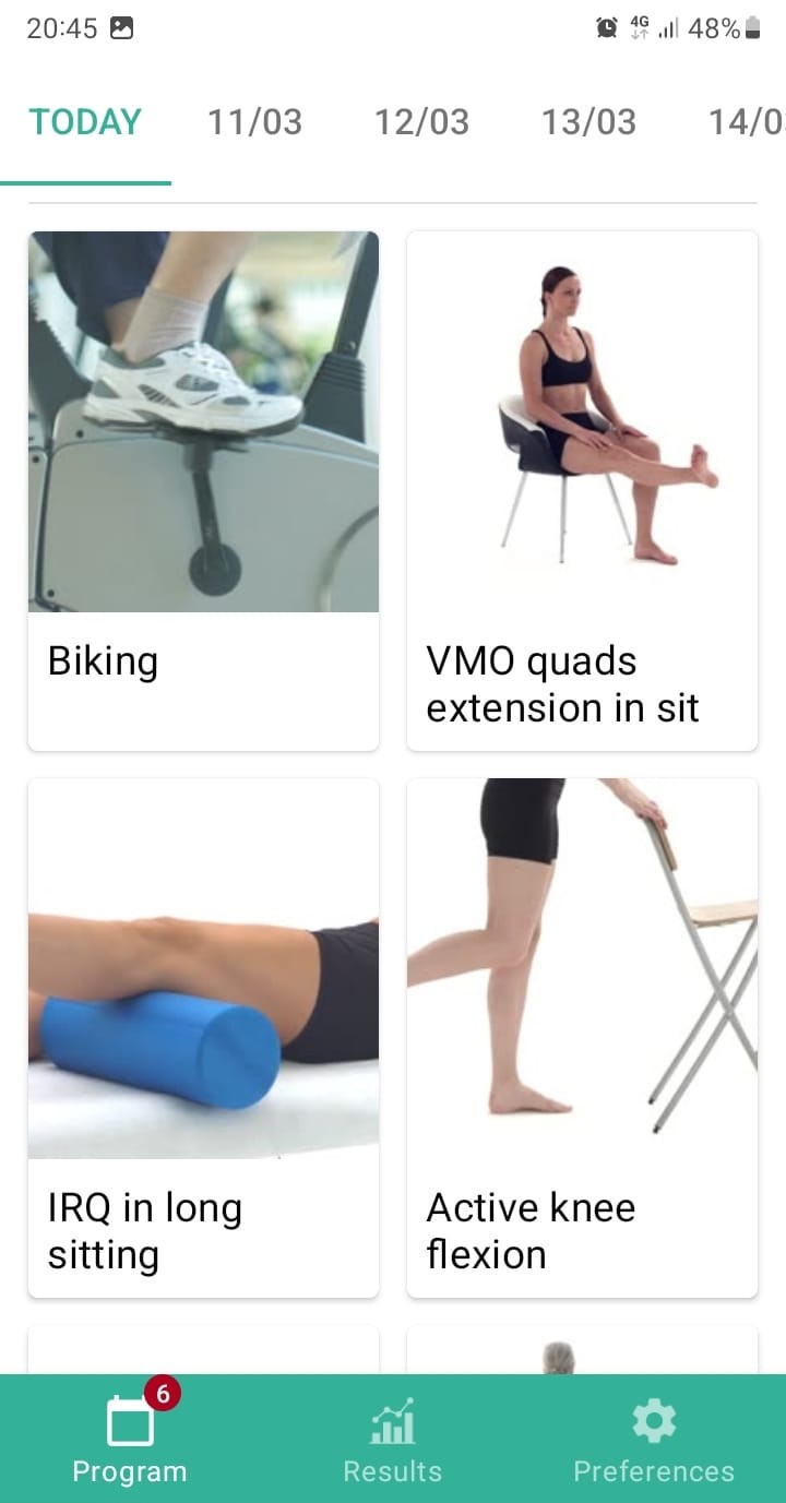 Degenerative meniscus injury exercise program